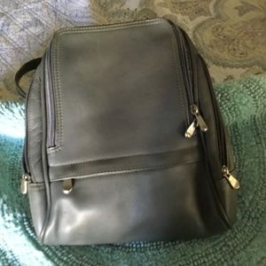 Gray leather backpack purse
